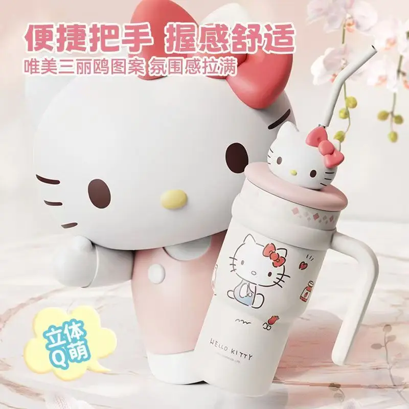 

Чашка Hello Kitty Ice King, изолированная чашка, высокий уровень внешнего вида для девочек, соломенная чашка, чашка для холодной воды, новый стиль