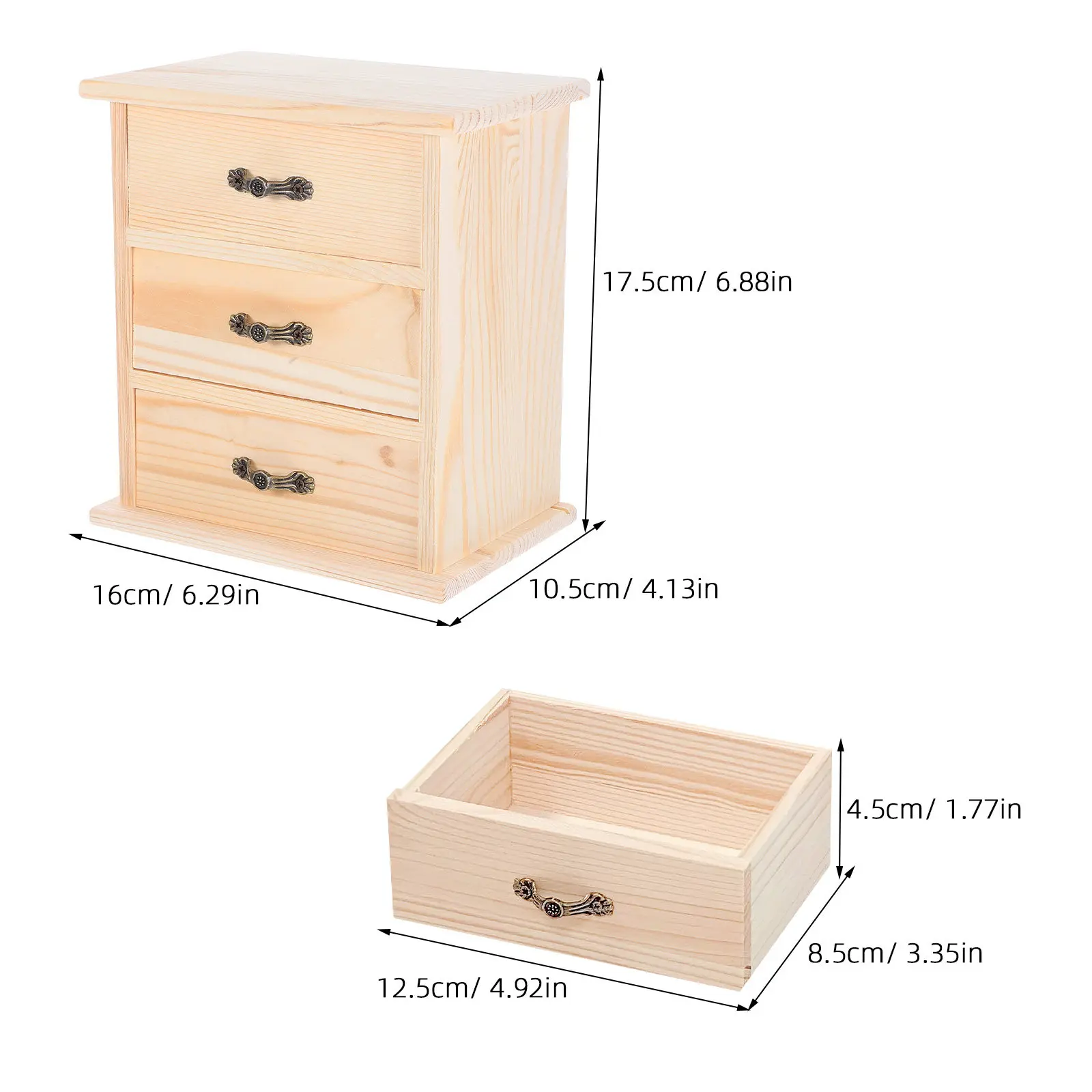 Three Tier Wooden Desk Organizer with Drawers for Office Supplies Pens Paper Clips Sticky Notes Small Desk Organizer Wood