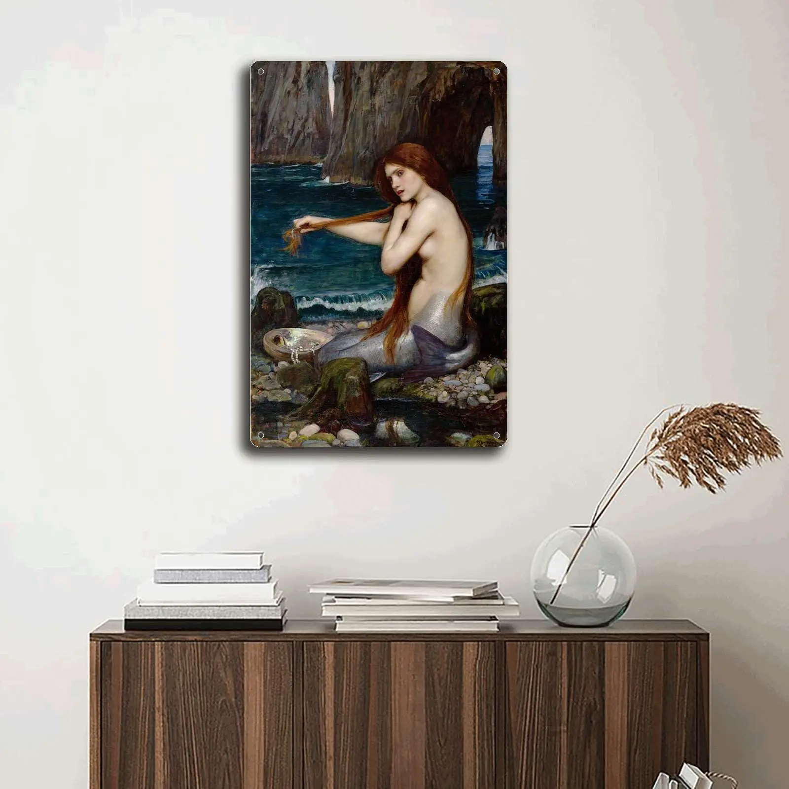 Metal Tin Signs Mermaid Classic Color Wall Art Office Decor Home Art John William Waterhouse Metal Signs 8x12inch Tin Sign