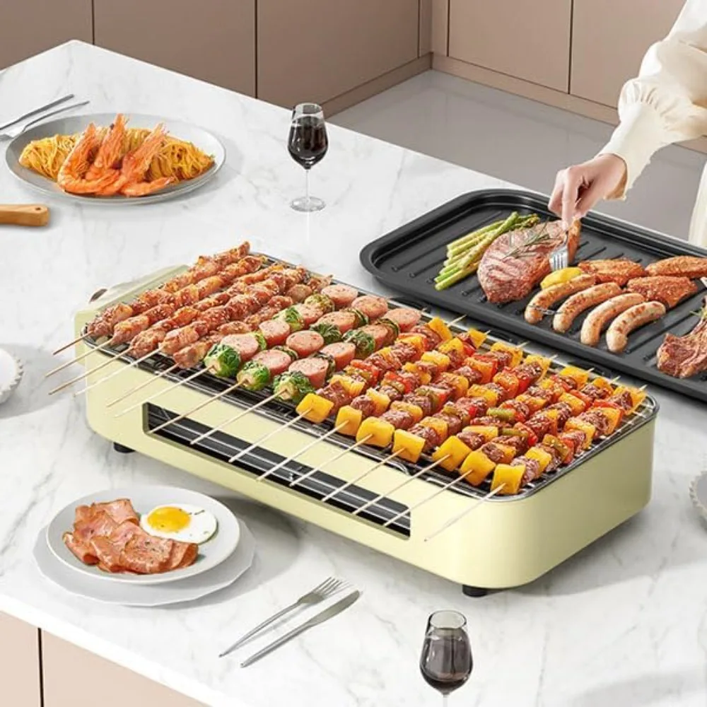 Versatile Smokeless Indoor Grill for Home Cooking, Featuring Indoor Grills Electric Smokeless, and Kitchen Griddle White