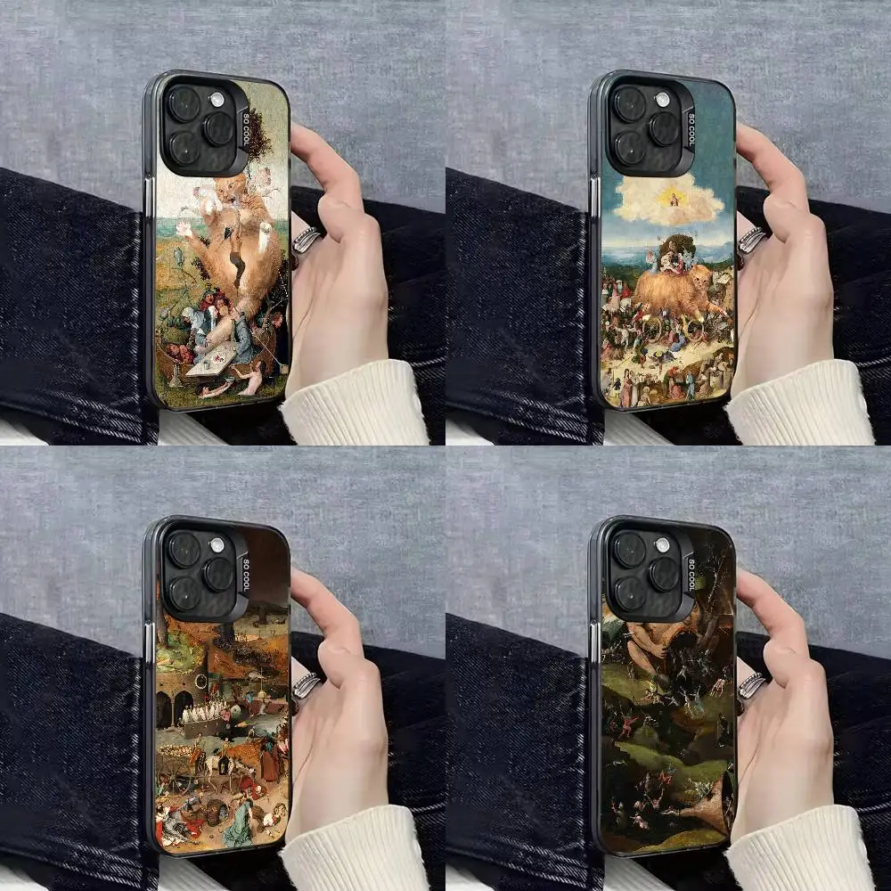 

H-Hieronymus Bosch Cat Painting Phone Case For iPhone 16,15,14,13,12,11,Mini,Pro,E,SE4,XS,MAX Black IMD Box