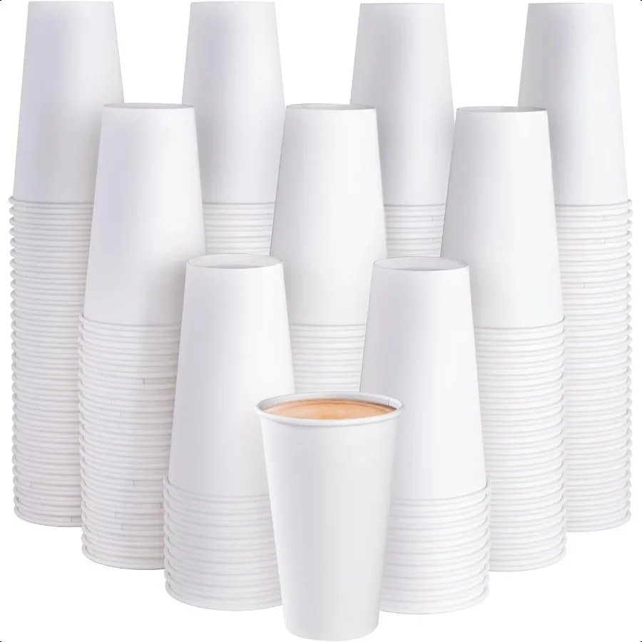 

JOLLY PARTY 210 Pack 16 oz Paper Coffee Cup Hot Cold Beverage Drinking Cups for Water White Paper Hot Coffee Cups
