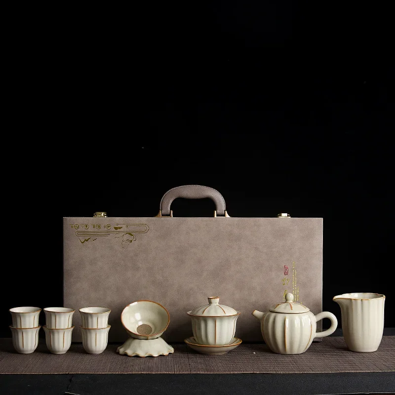 Ru Kiln Tea Set Business Gifts Household Activities Festival Souvenirs Ceramic Kung Fu Tea Set Gift Box