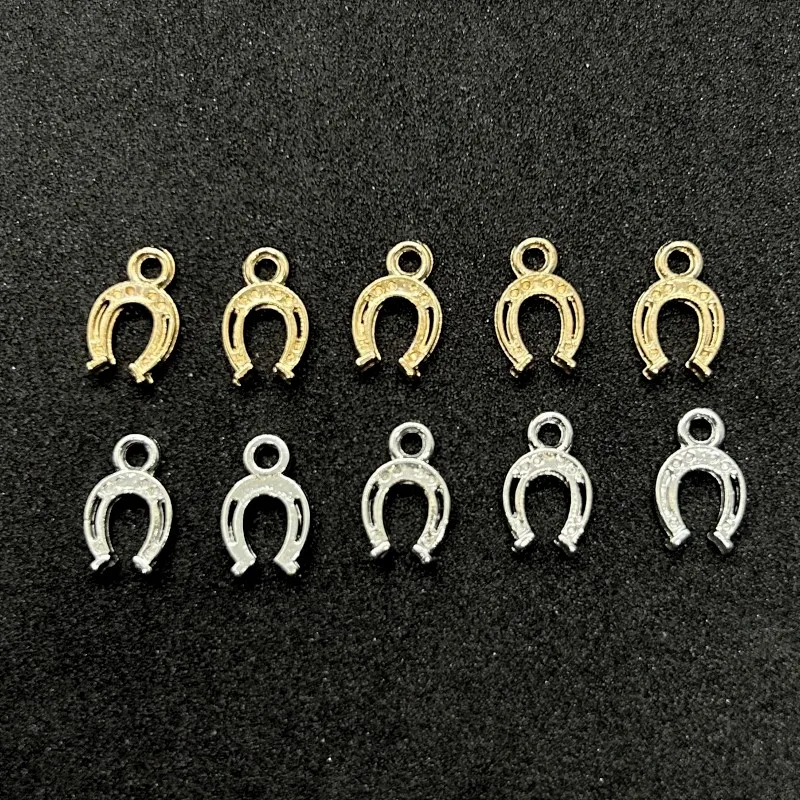 30pcs Lucky Horseshoe Charms Talisman Gold Plated Silver Pendants for Making DIY Jewelry Supplies