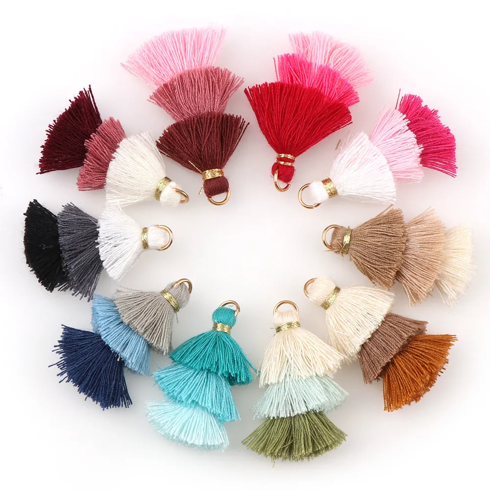 6pcs/lot 3 Layered Cotton Silk Tassel Pendant for Jewelry Making DIY Crafts Earring Keychain Clothes Sewing Decor Accessories