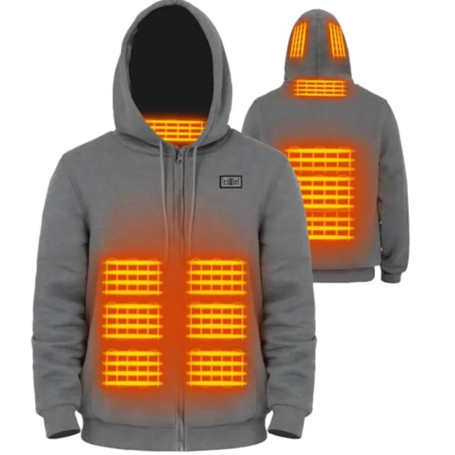 

Утепленная толстовка с подогревом для мужчин и женщин с аккумулятором 7.4V 16000mAh, 6 зон нагрева
