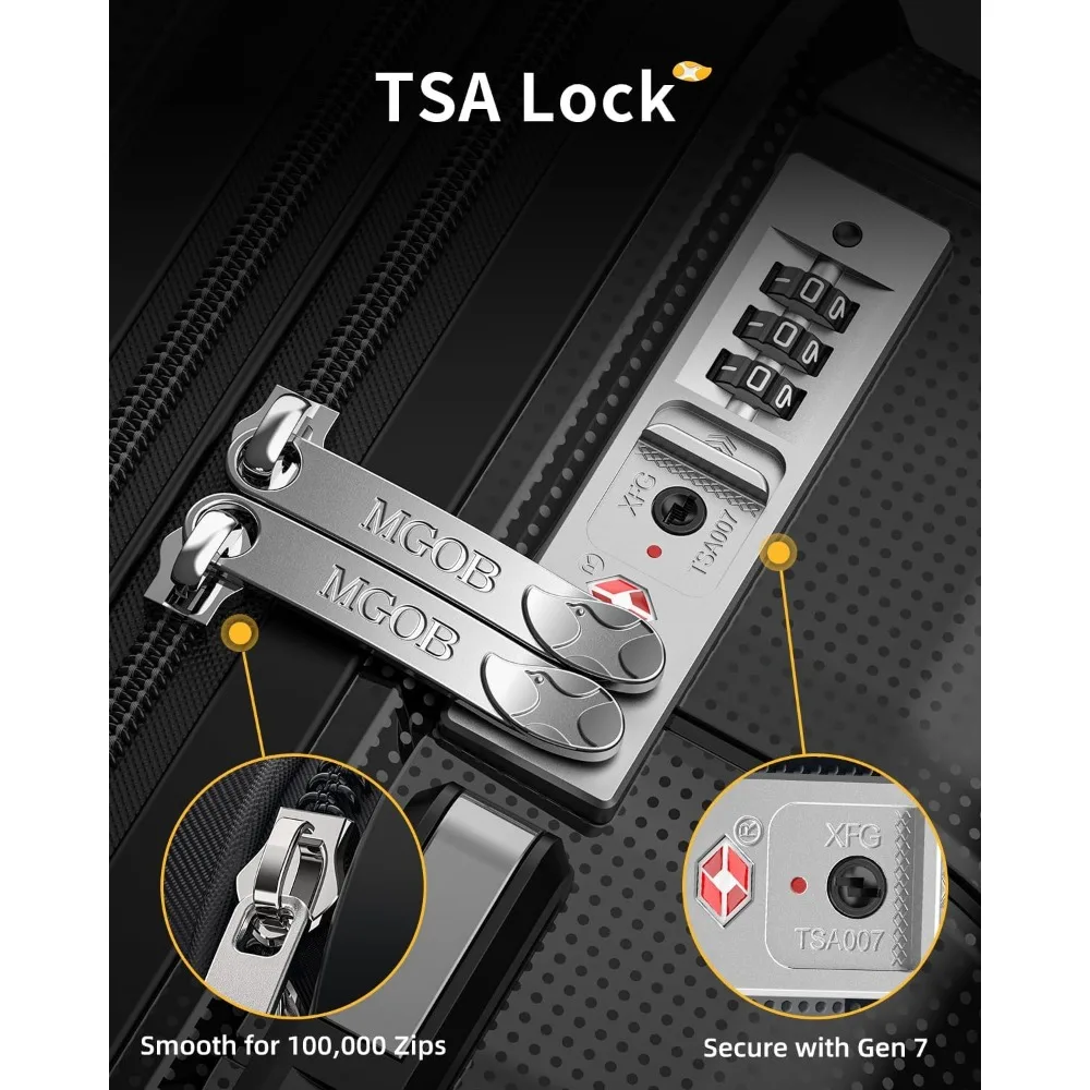 حقيبة دوارة صلبة خفيفة الوزن للغاية مقاس 20 بوصة، معتمدة من شركة الطيران، قفل TSA، تناسب الجزء السفلي من المقعد، 8 عجلات، أمتعة مقاس 22 × 14 × 9 بوصة