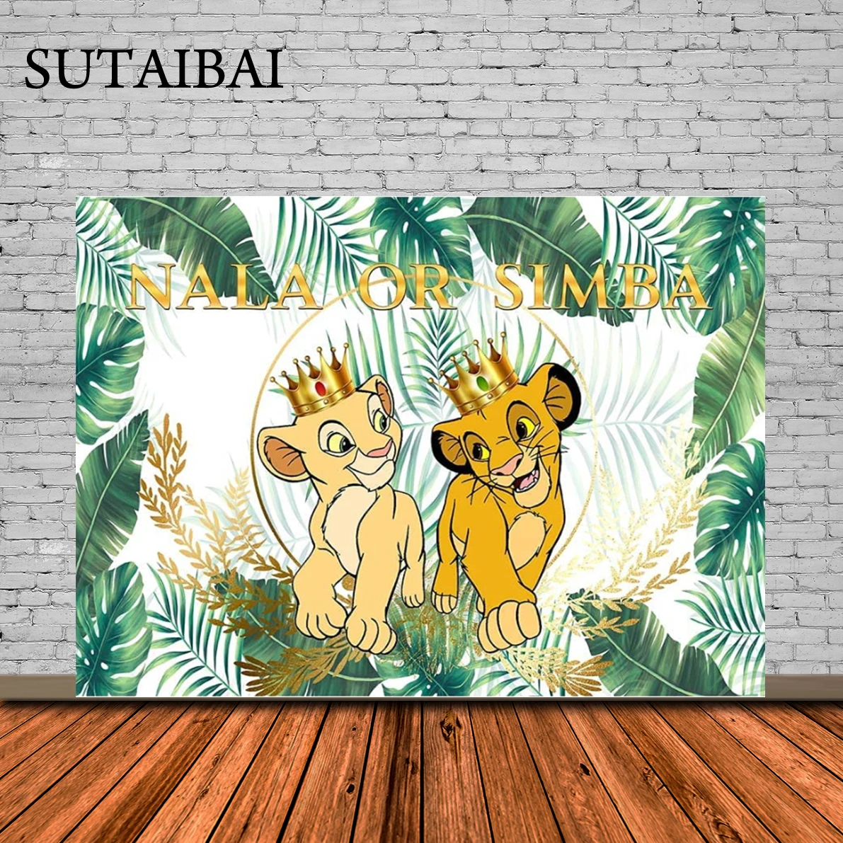 

Lion King Backdrop Baby Shower Gold Nala or Simba Gender Reveal Backdrop Vinyl Tropical Jungle Leaf Lion King or Queen Baby Show