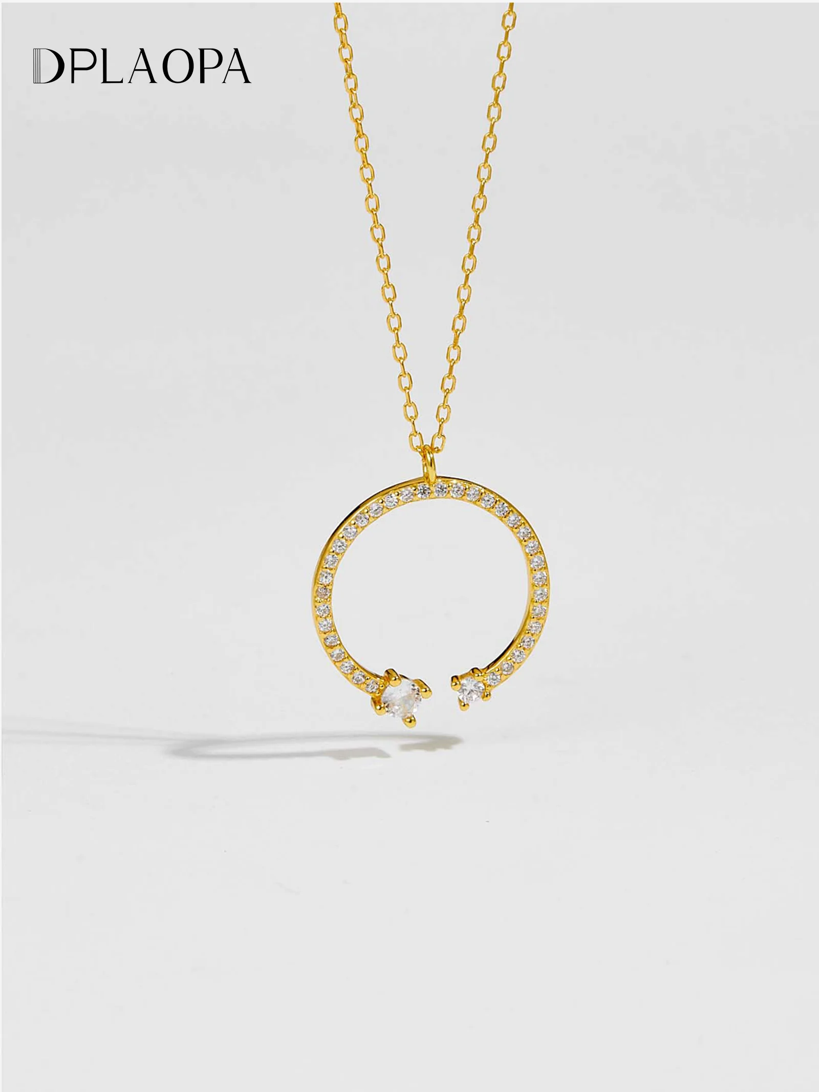 

DPLAOPA стерлингового серебра 925 пробы, золото LORRAINE, кулон с цирконом, роскошное круглое женское ожерелье с кристаллами, ювелирные изделия, подарок на день Святого Валентина