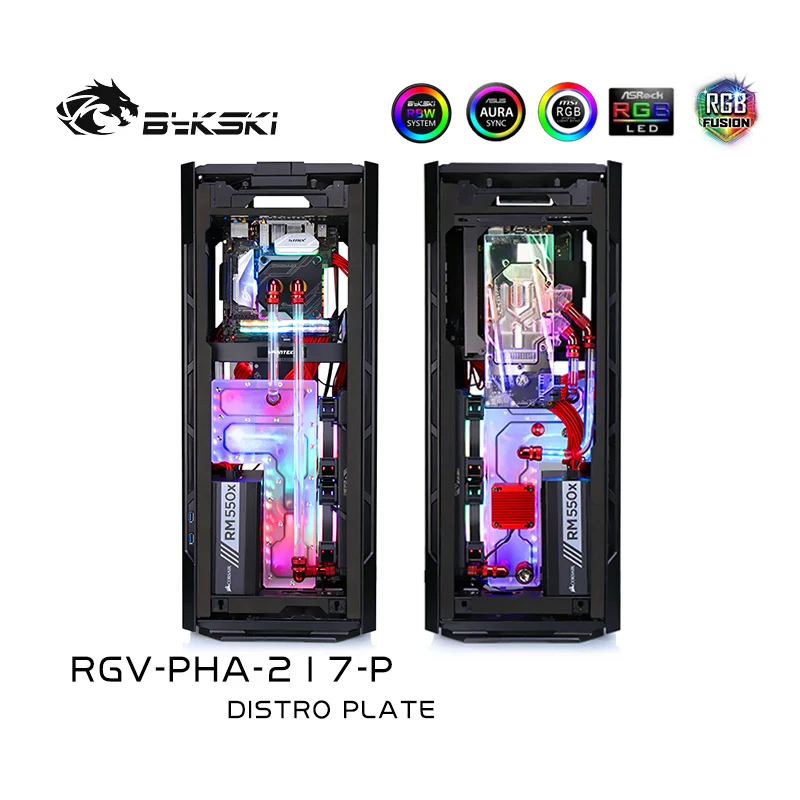 Bykski RGV-PHA-217-P Piastra di distribuzione in acrilico/Deposito del serbatoio della scheda per custodia PHANKTEKS ES217XE/Pompa combinata DDC/acrilico di alta qualità