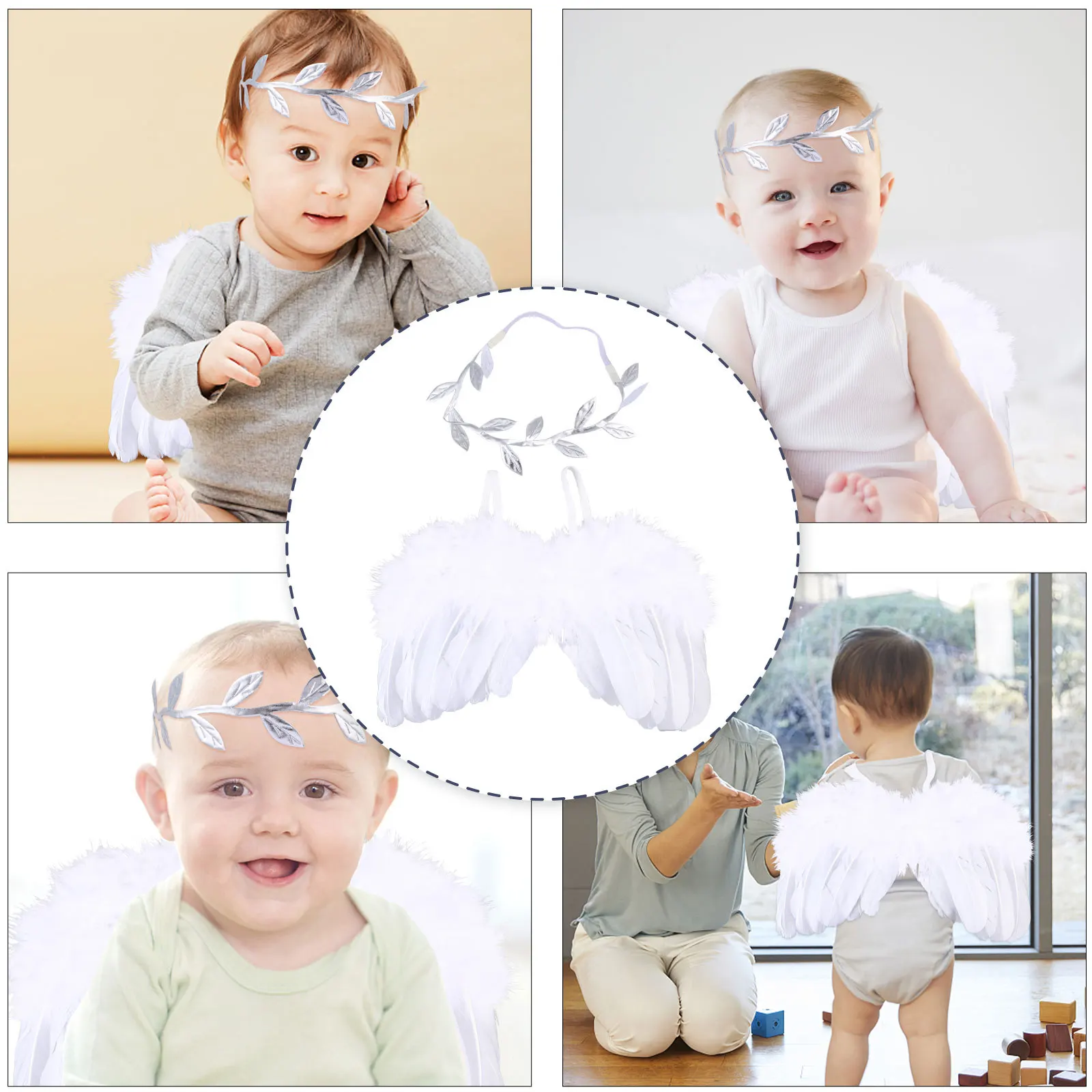 

2pcs Baby Photography Props Wing Hairband Set Infant Costume Newborn Photo Outfit Kids Warm Clothing Hat Accessory