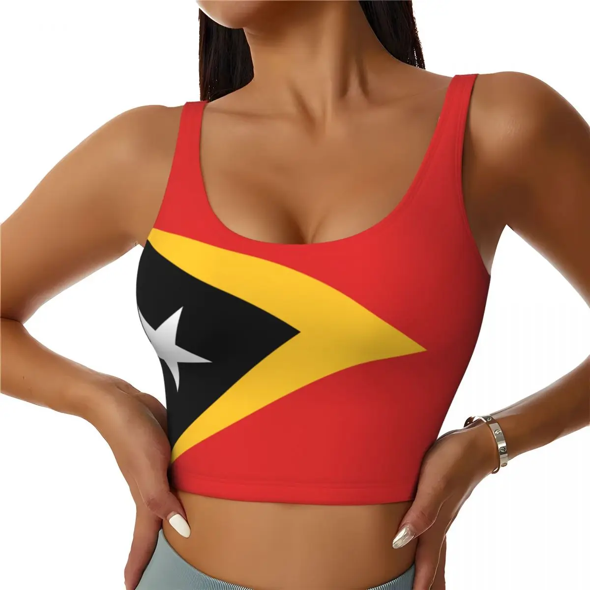 Sports Bra Women Running Yoga Clothes Vest Timor-Leste Flag Gathering Fitness Vest