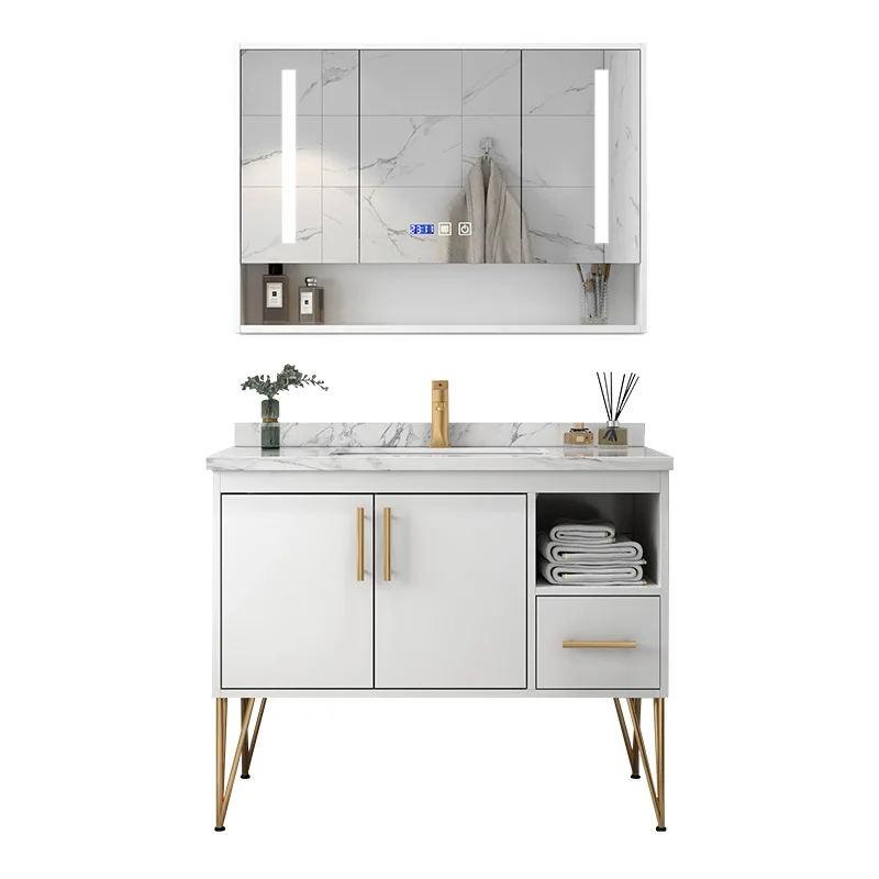 Slate light luxury oak bathroom cabinet combination Nordic floor-to-ceiling washbasin wash basin toilet washstand