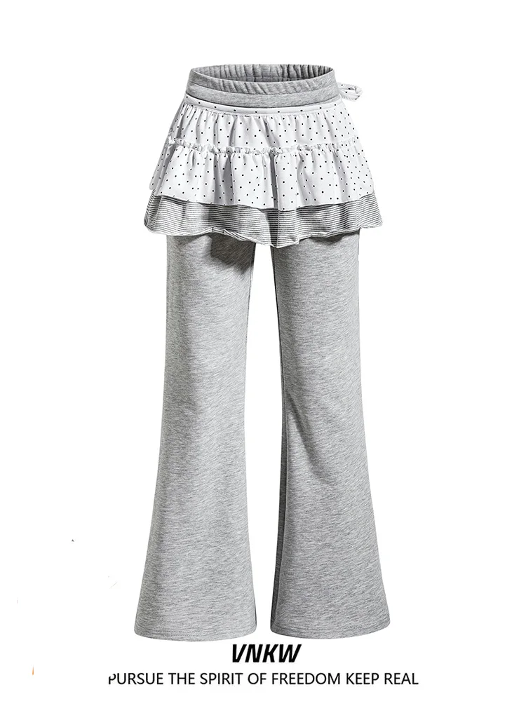 

Женские спортивные брюки-клеш с эффектом похудения, свободного кроя, имитация двухслойной юбки, повседневные, для фитнеса