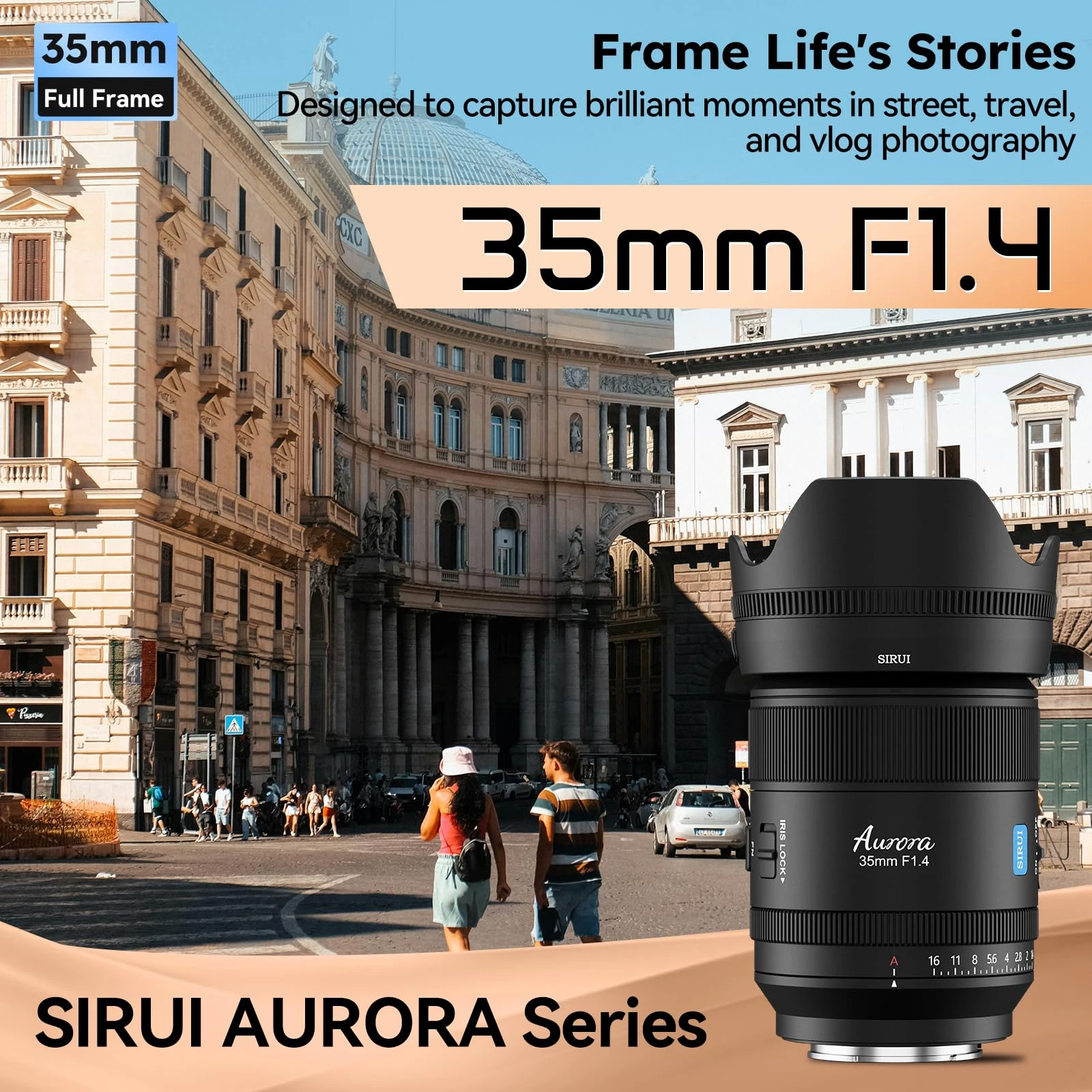 Sirui AF 35mm F1.4 AURORA Lente Full Frame para Sony A7C2 A7CR A7M4 Nikon Z50II Z5II Z6 Z8 Fujifilm X LUMIX S5 S1ii Leica SL2 SL3