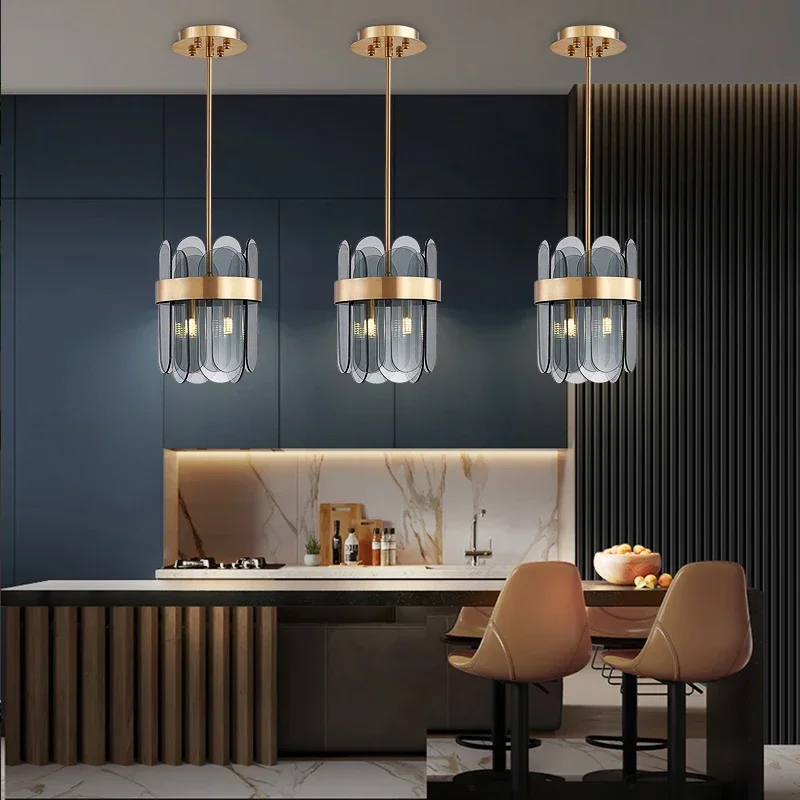 

Creative Glass Pendant Chandelier For Dining Room Modern Home Decor Kitchen Island Hanging Lamp Luxury Smoky Gray/White Lights