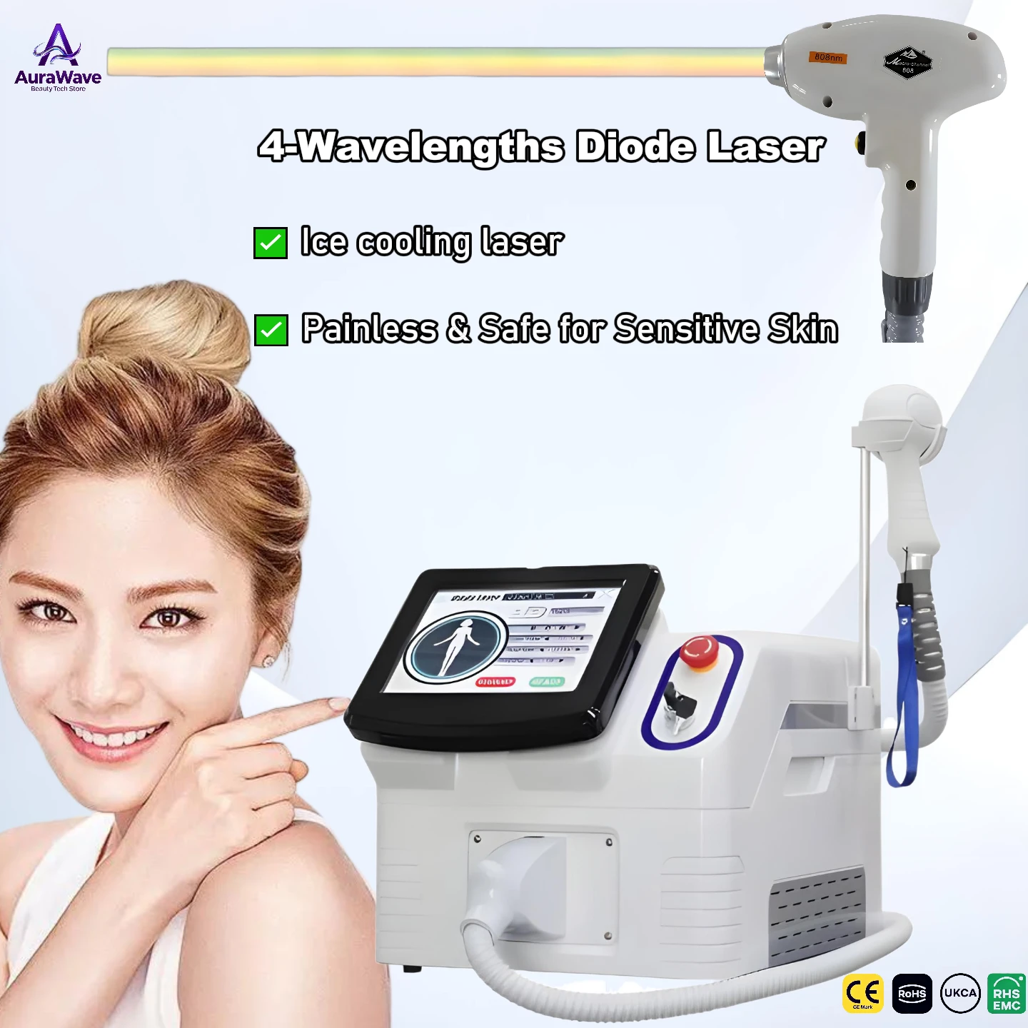 

Diode Laser Hair Removal Alexandrite laser Machine Cryo-Cooled Permanent Hair Reduction - for Pain-Free Results at Home 2025 New