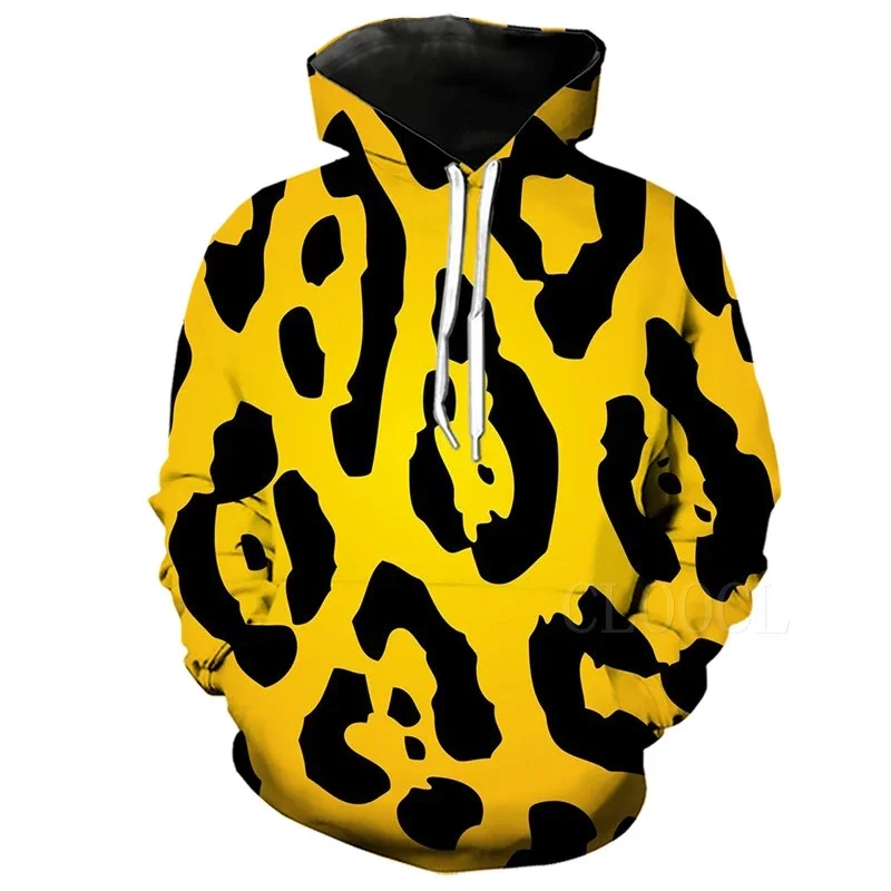 3D printed Harajuku men\'s sportswear leopard print men\'s hooded sweatshirt men\'s and women\'s leopard print pullover casual