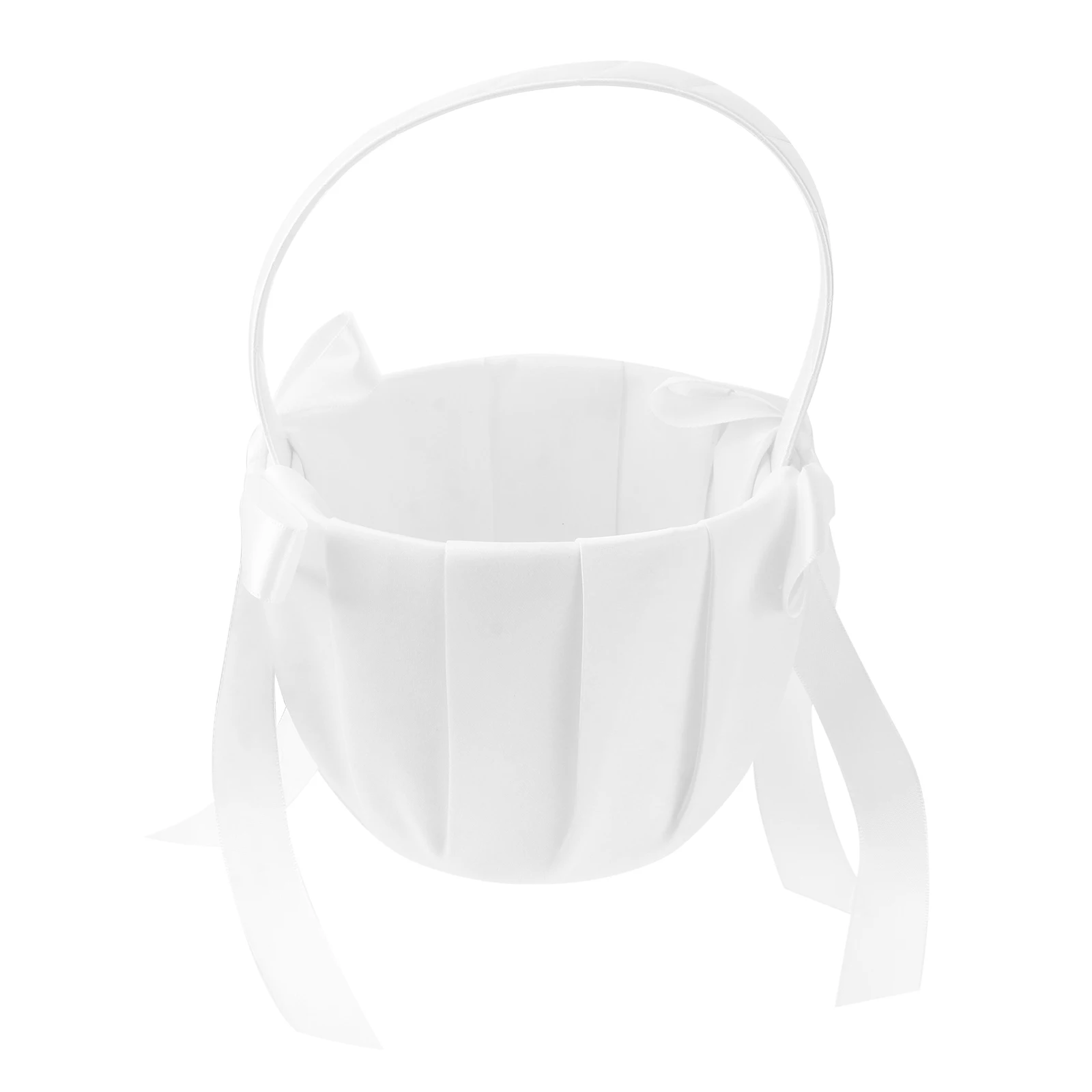 

White Basket Girl Flower with Bow Floral Baskets Western Style for Bride Party Decorations