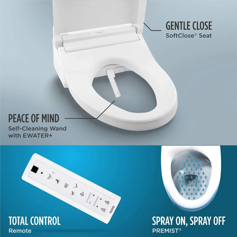 

Electronic Bidet Toilet Seat with PREMIST and EWATER+ Wand Cleaning, Elongated, Cotton White