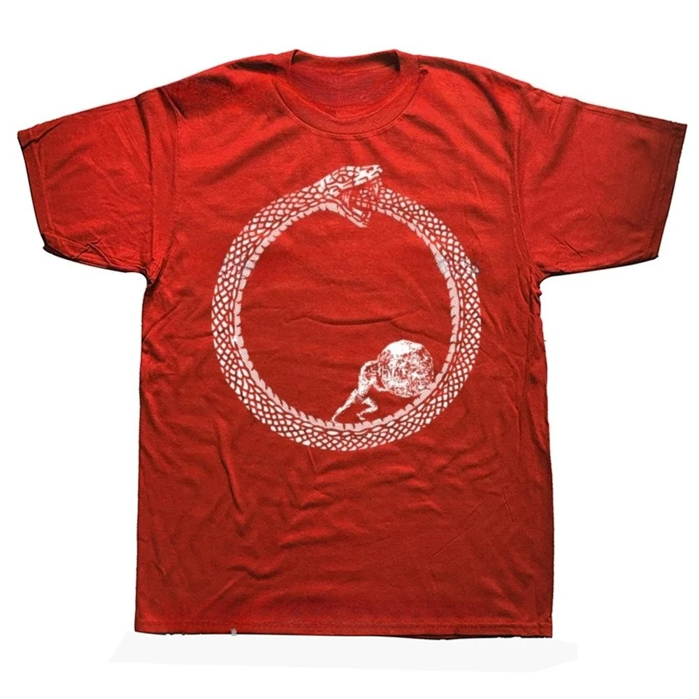 Sisyphus and Ouroboros Pattern Philosophical T-shirt for Women - Humorous Street Style Short-Sleeved Design Graphic T Shirts Y2K