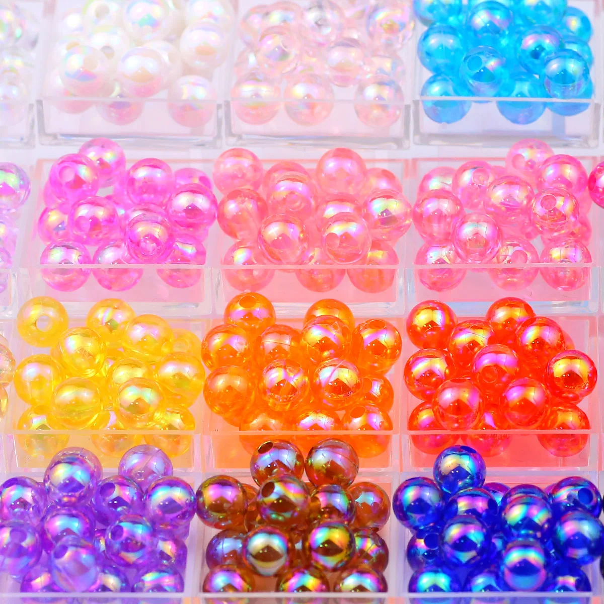 20 Farben 8mm 1000 Stück Set Acryl Lose Perlen Schillernde Runde Perlen für Schmuckherstellung Armband Halskette Schlüsselanhänger DIY Zubehör – Detail 3
