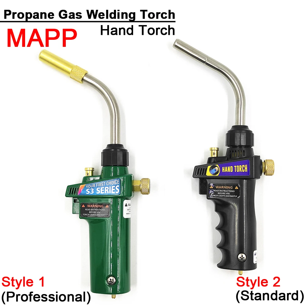 MAPP Braze Welding Torch Propane Gas Torch Piezo Trigger Ignition CGA600 Copper Aluminum Heating Solder Burner