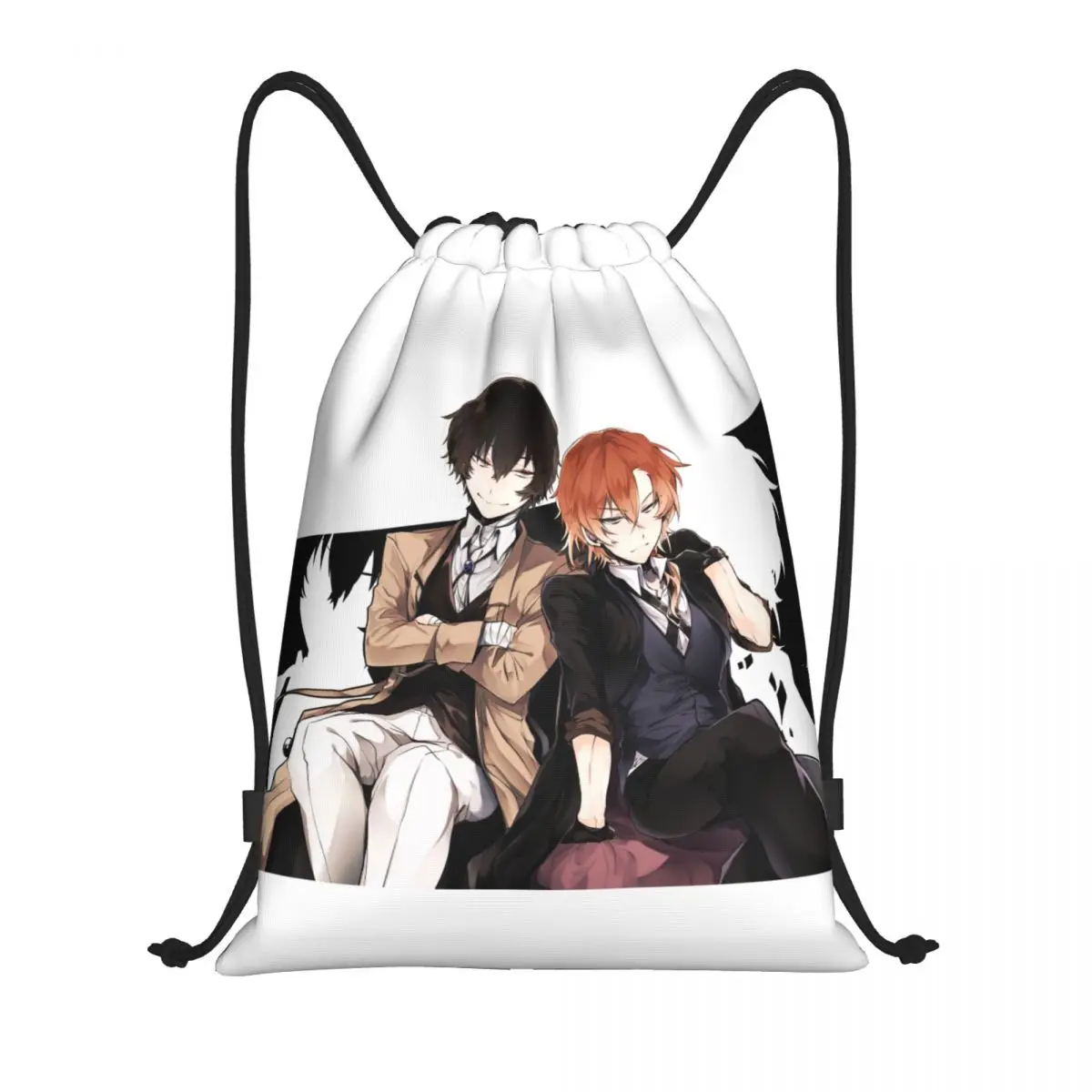 Osamu Dazai Chuuya Nakahara Drawstring Backpack Gym Sports Sackpack Bungou Stray Dogs Anime String Bags for Hiking