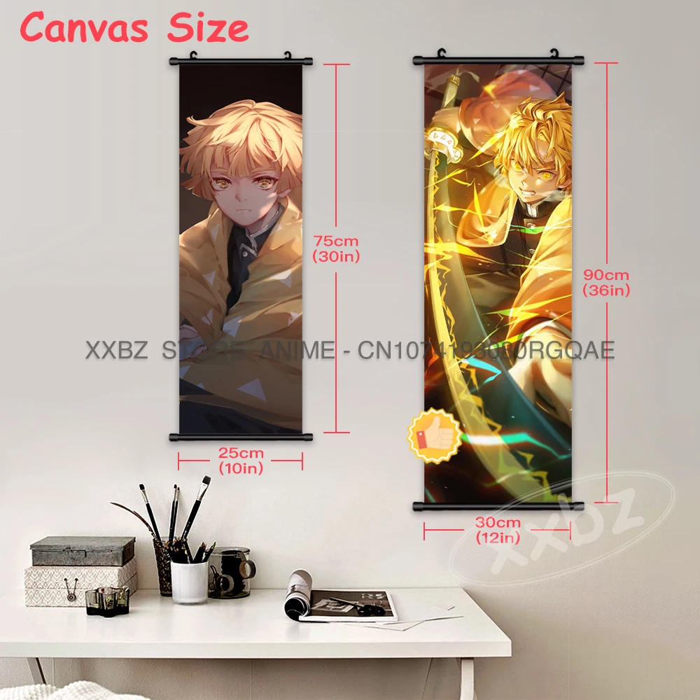 Demon Slayer Poster Anime Agatsuma Zenitsu Canvas Painting Print Wall Art HD Pictures Kochou Shinobu Home Decor Artwork Bedroom