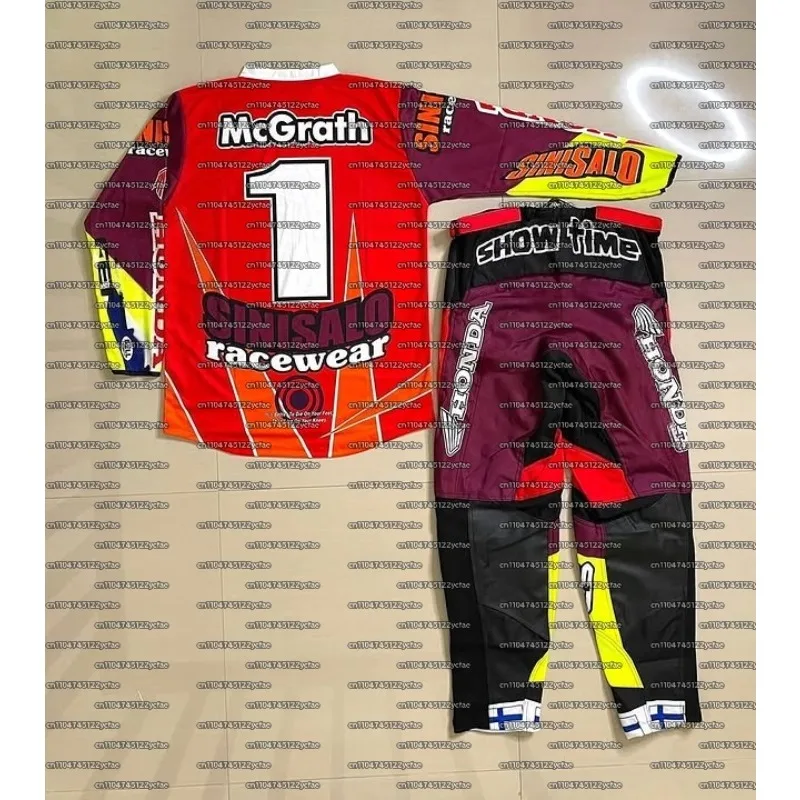 

2025 Autumn Motocross Honda #1 McGrath Jersey and Pants for Man Set Motocross Endurance Gear Combination Off-road Racing Suit