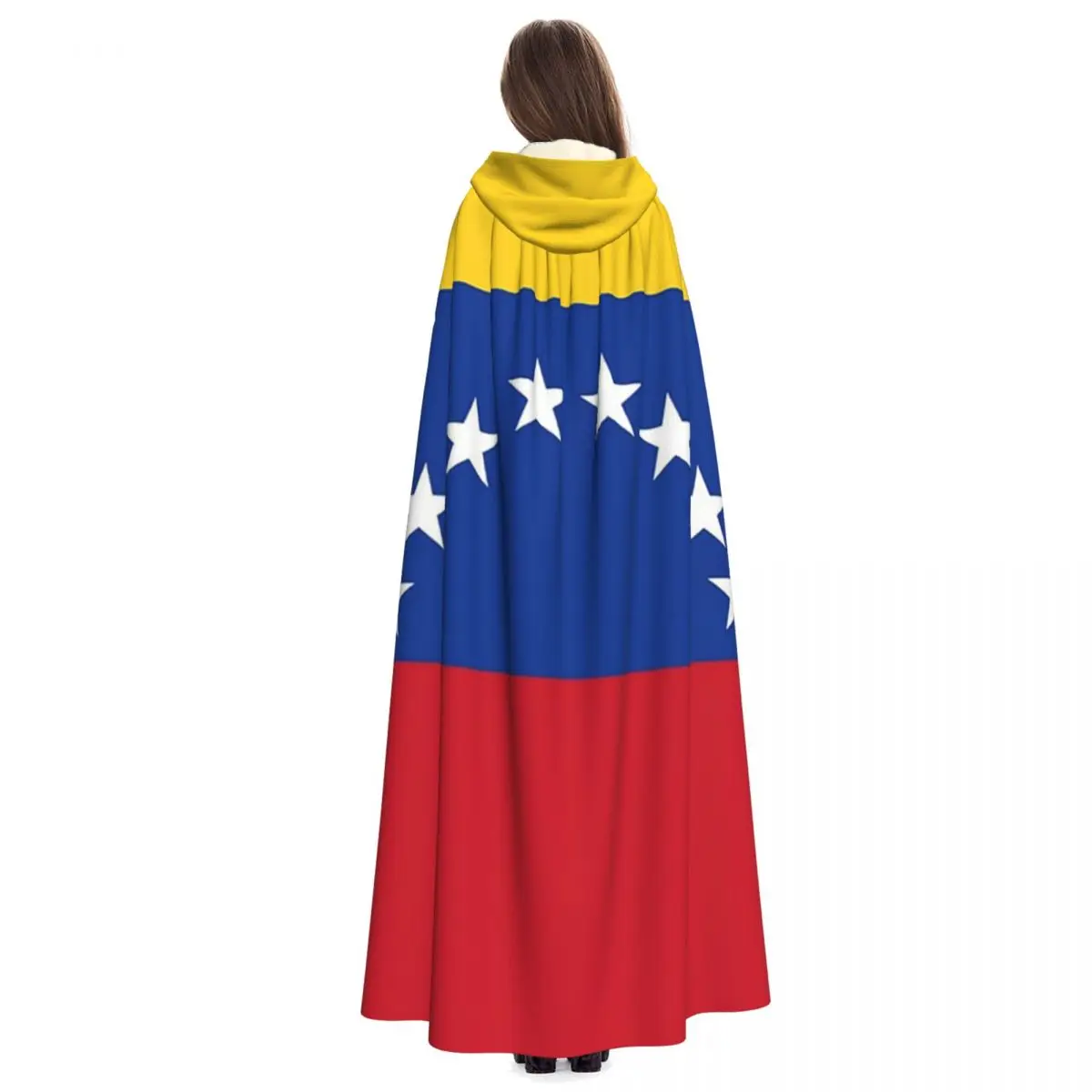 Flag Of Venezuelan, Caribbean Sea In South America Hooded Cloak Witch Medieval Costume Cosplay Cape HalloweenParty Adult Unisex image 4