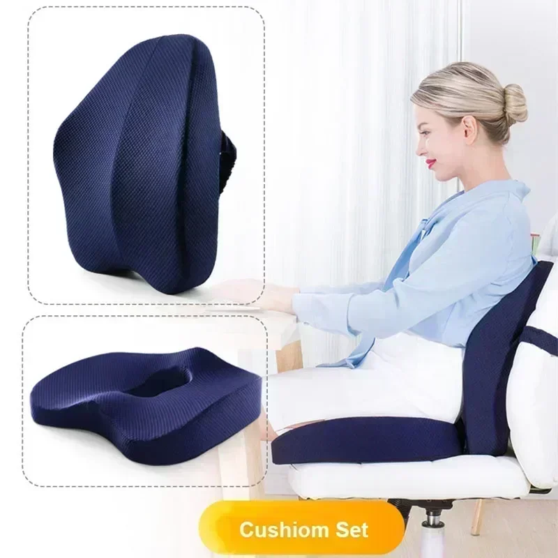 Memory Foam Seat Cushion Orthopedic Pillow Office Chair Cushion Lumbar Cushions Car Seat Butt Hemorrhoid Coccyx Vertebra Sets