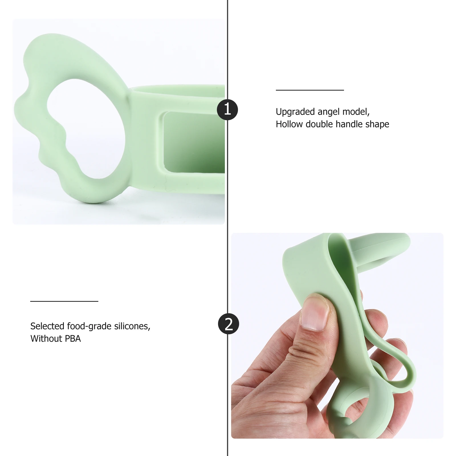 

1pc 6Cm Wide Mouth Silicone Baby Bottle Handle Grip No Slip Nursing Feeder Handle Hollow Double Design Food Grade Heat