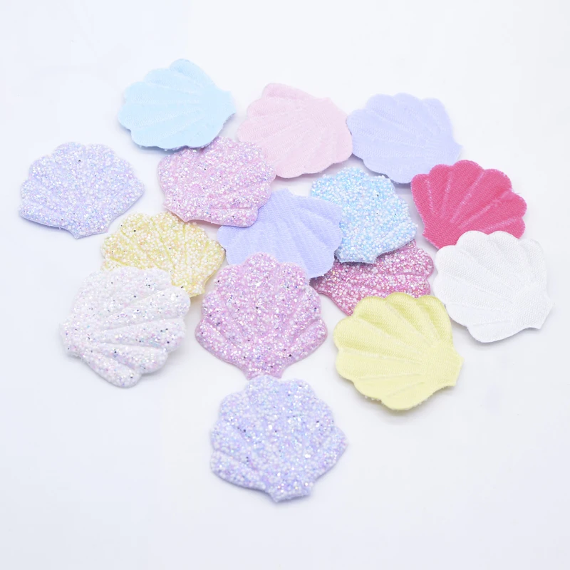 12Pcs Kawaii Glitter Shell Applique for DIY Clothes Hat Shoes Decor Patches Handmade Headwear Hair Clips Bow Accessories