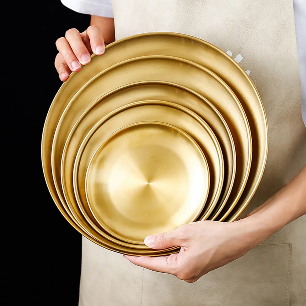 Platter Stainless Plates Dinner Steel Serving Bbq Decor Outdoor Kitchenware Barbecue Food
