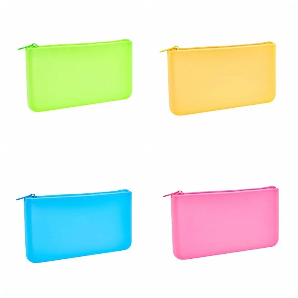 Zipper Silicone Makeup Lipstick Bag Money Bag Korean Style Solid Color Card Holder Phone Bag Storage Bag