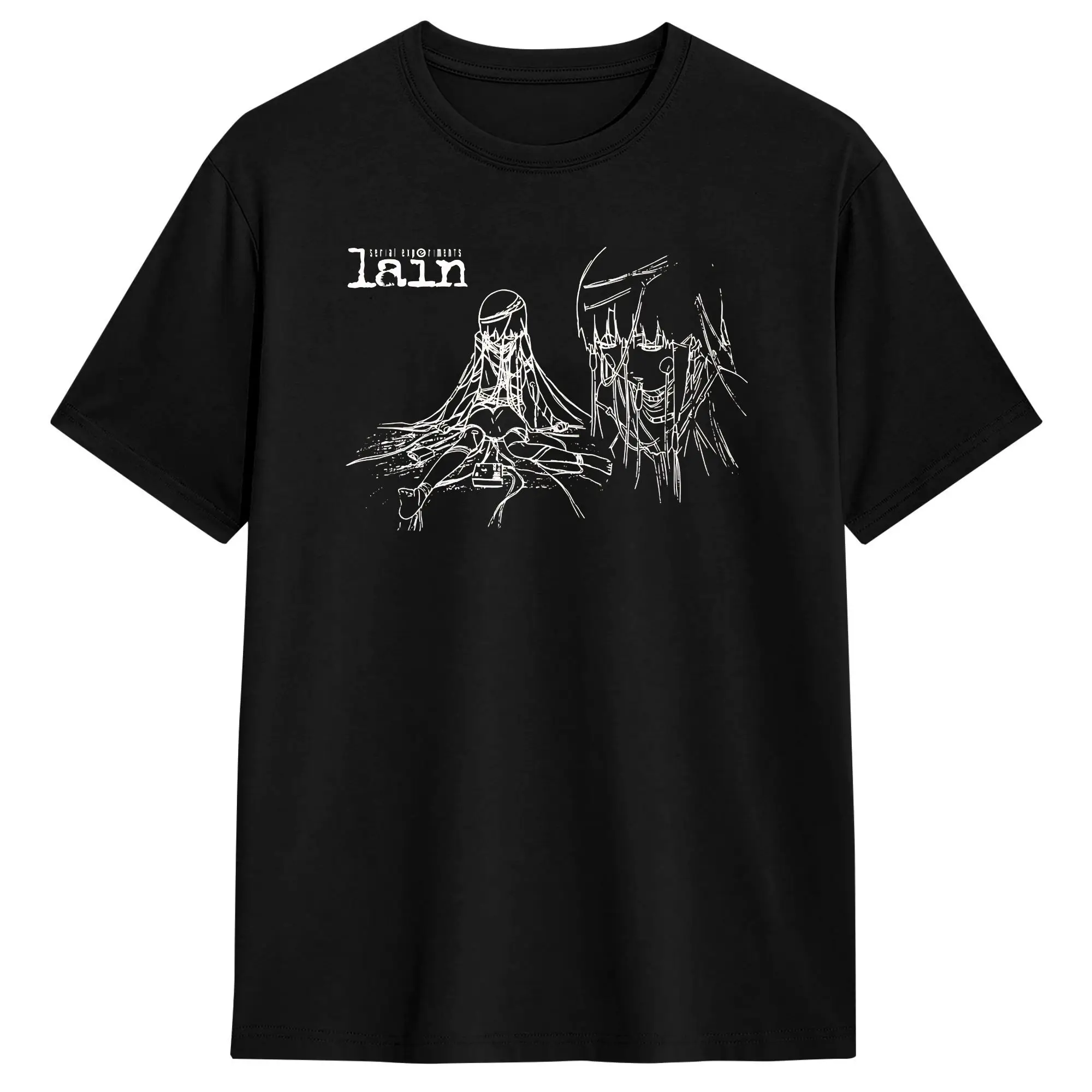 T-shirt vintage Lain Wired Up en pur coton, T-shirt hippie Serial Experiments Lain pour hommes, t-shirts basiques Y2K pour l'été