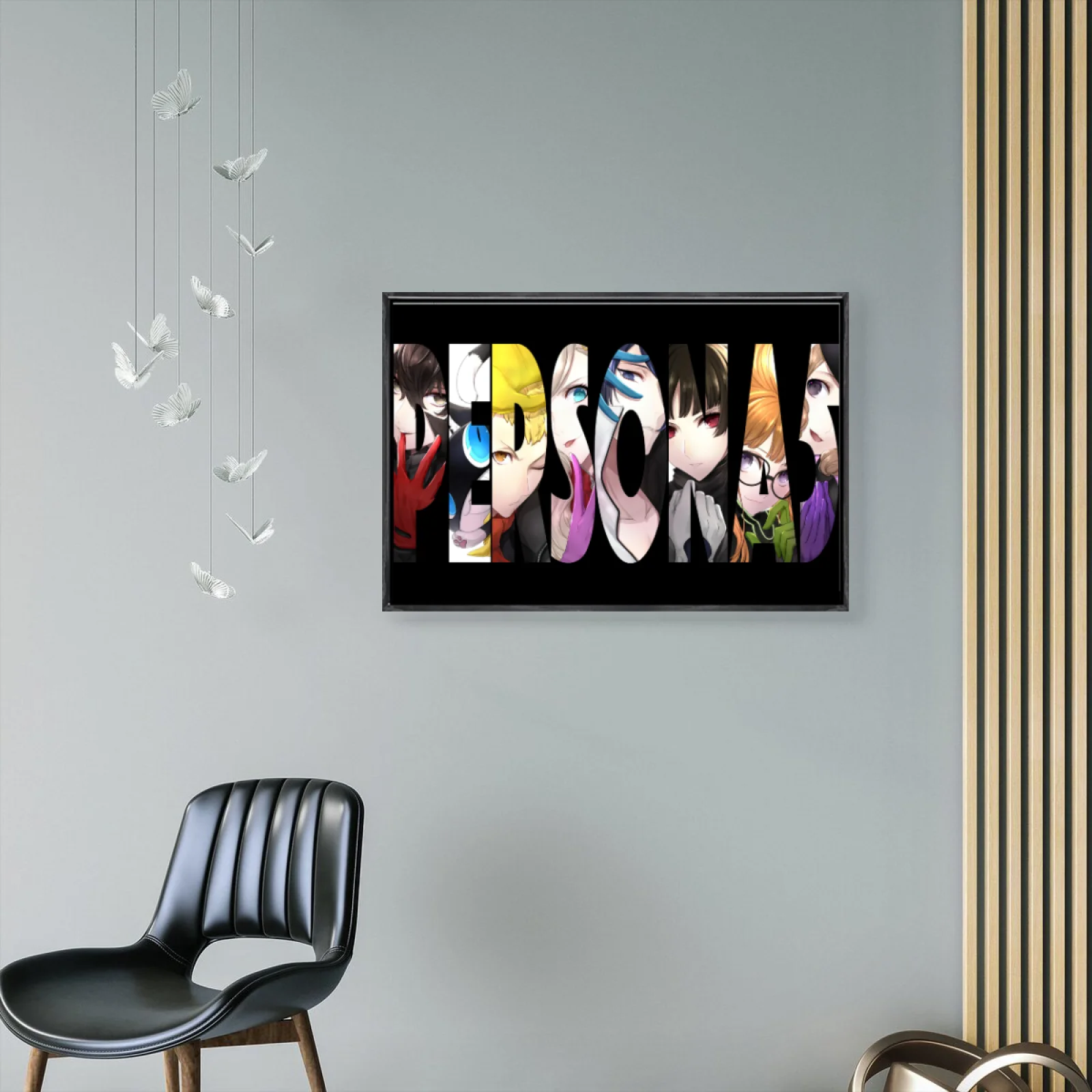 Pôster de lona de vários tamanhos de mangá japonês, arte de parede com moldura dupla, decoração de casa de almas escuras para sala de estar e quarto