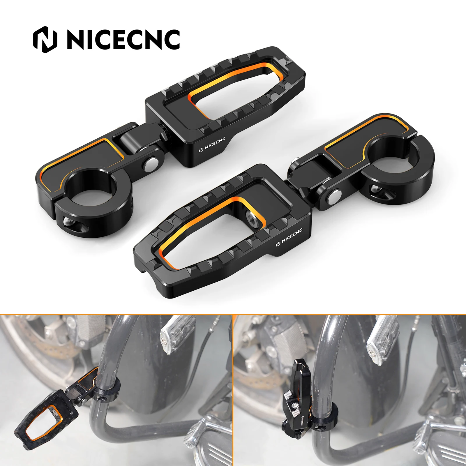 

Motorcycle 1.25" Clamp Highway Footpegs for Harley Road King FLHR 2014-2023 Road King Special 17-23 CVO Street Glide 2013-2023