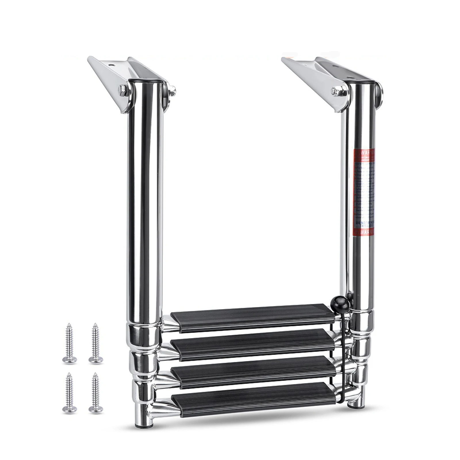 

304 Stainless Steel Telescopic Foldable Boat Ladder Anti-Slip Step Under Deck Swim Ladder for Yacht Speedboat Fishing Pontoon