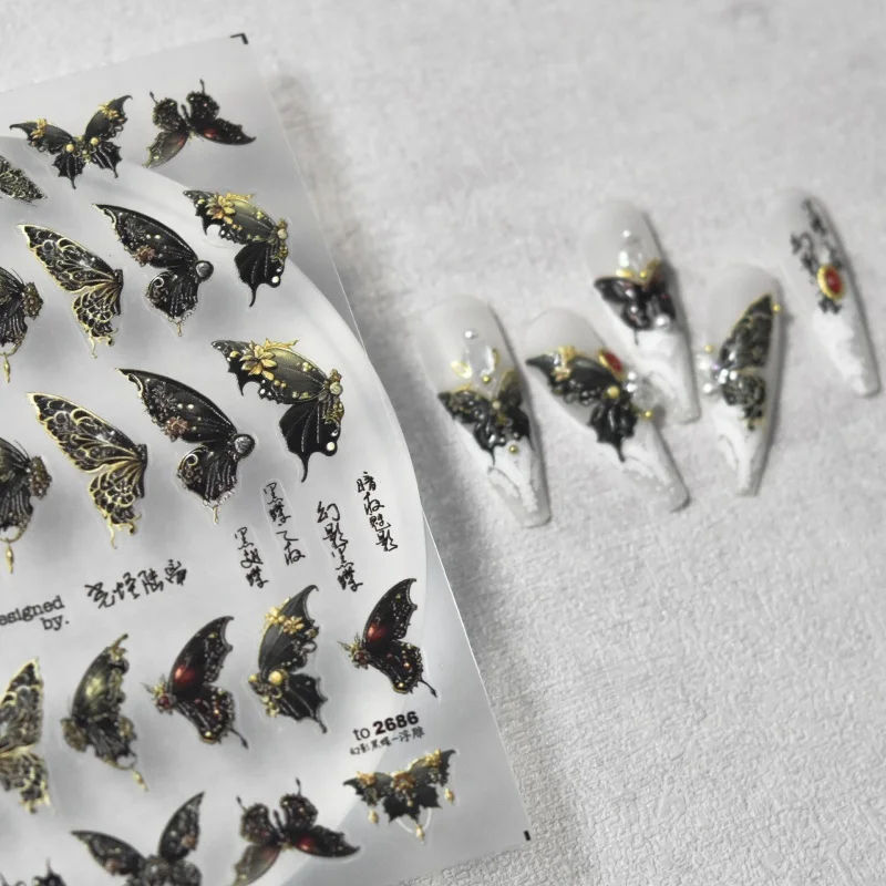 Special Offer Relief nail stickers Hot Japanese Magic Night Butterfly Ornament