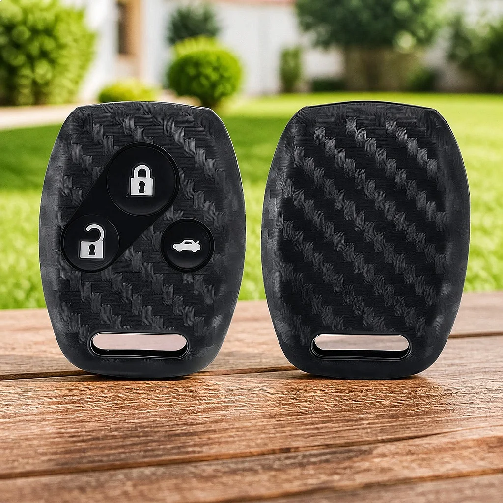 3 Buttons Silicone Carbon Fiber Car Key Case Cover For Honda Accord Civic CRV Pilot Fit 2007 2008 2009 2010 2011 2012 2013