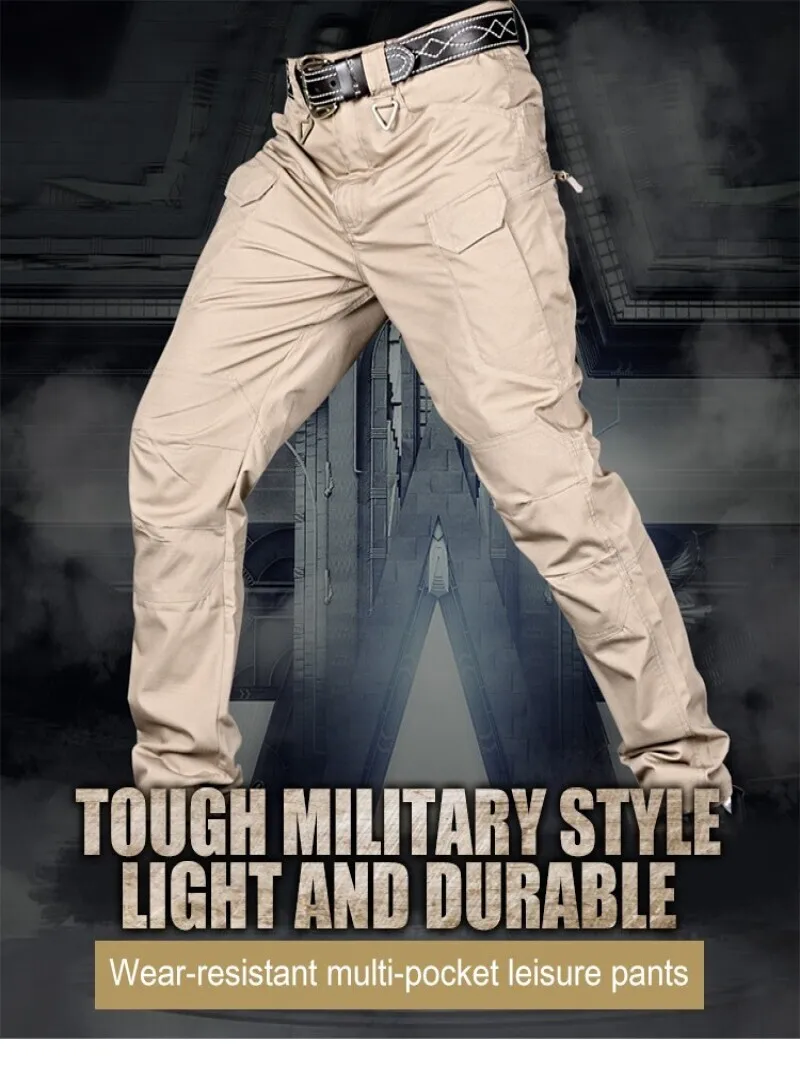 Pantalones de entrenamiento de combate elásticos para hombre, pantalones Cargo informales ligeros resistentes al desgaste, pantalones deportivos multibolsillo para senderismo al aire libre