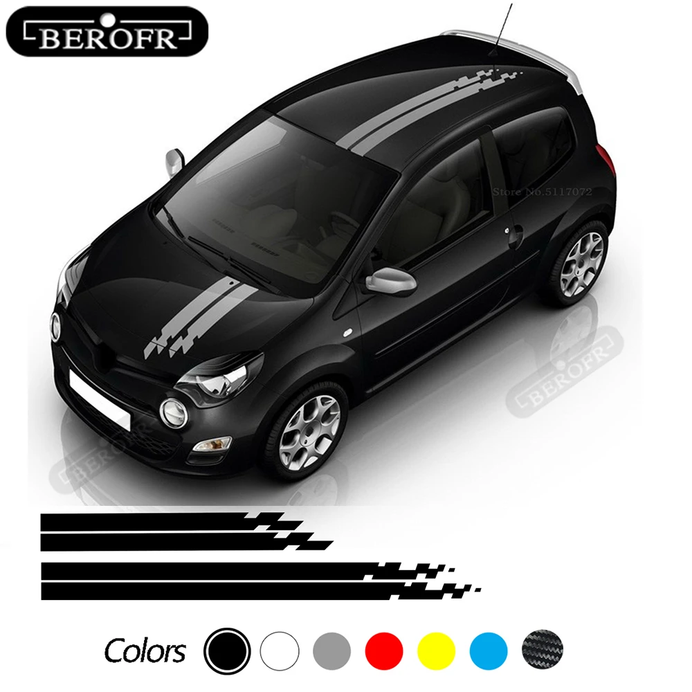 4PCS Car Hood Roof Decor Sticker Film Auto Vinyl Racing Sport Styling Stripes Body Decals Accessories For Renault Twingo Cliopcs