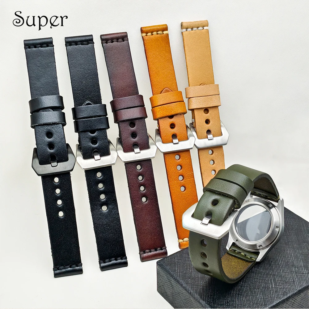 High Quality 20mm Retro Cowhide Sport Universal Watch Band For Pilot Watch Band Traditional Watch Smart Watch Replacement Strap