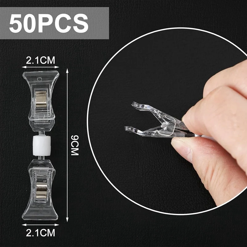 Mini pince d'affichage de signe de marchandise, clip d'étiquette en plastique transparent, support rotatif, 50 pièces