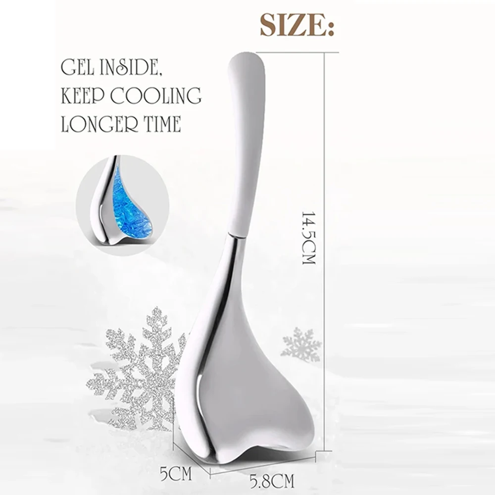 Ice Globes Spoon Massager Facial Skin Care Freeze Tool Stainless Steel Face Beauty Cryo Roller Cooling Massage Spa Ball