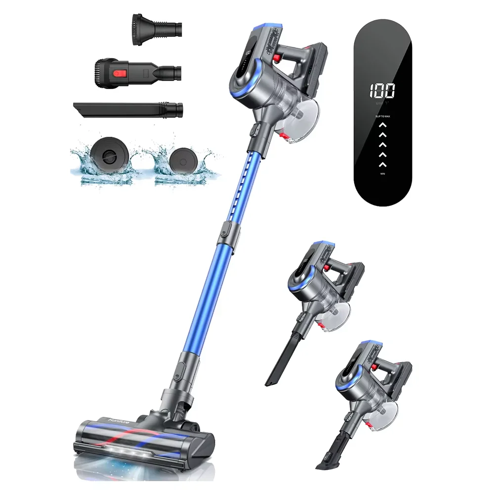 Honiture 450W 38Kpa Cordless vacuum clean 55 Mins for smart Home Appliance Removable Battery HD Touch display Wireless