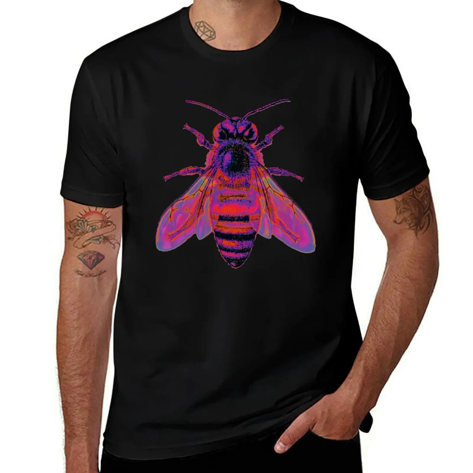 

Red Holographic Bee T-Shirt t shirt men 100% cotton luxury brand anime tshirt T-Shirt