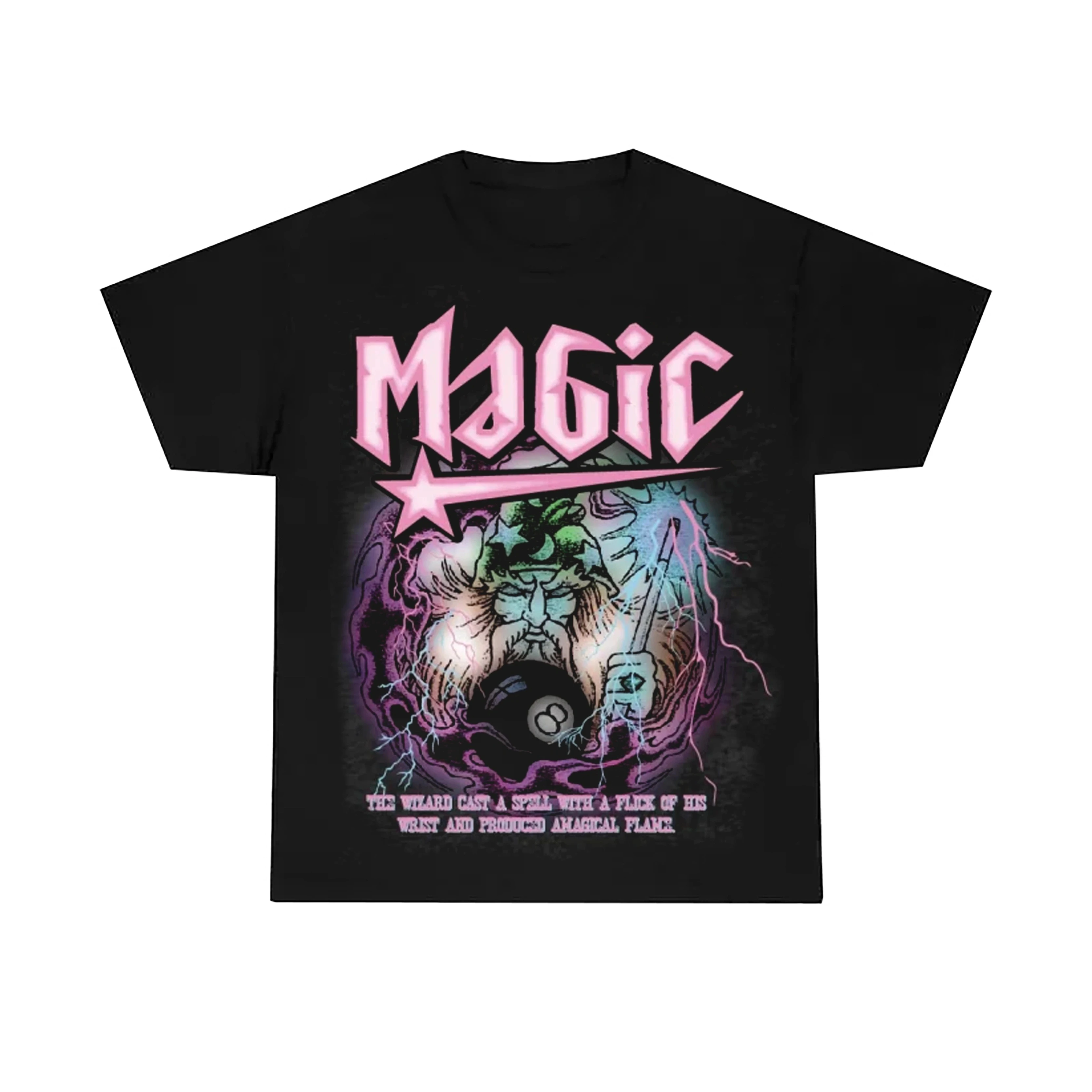 

American Hip Hop Y2K Short-sleeved Hell Star Retro Pattern Printing Design Cartoon Simple Unisex Pure Cotton T-shirt